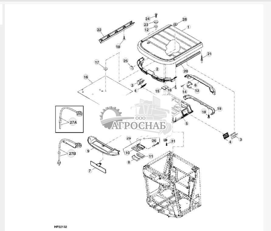 Внутренняя часть крыши кабины 